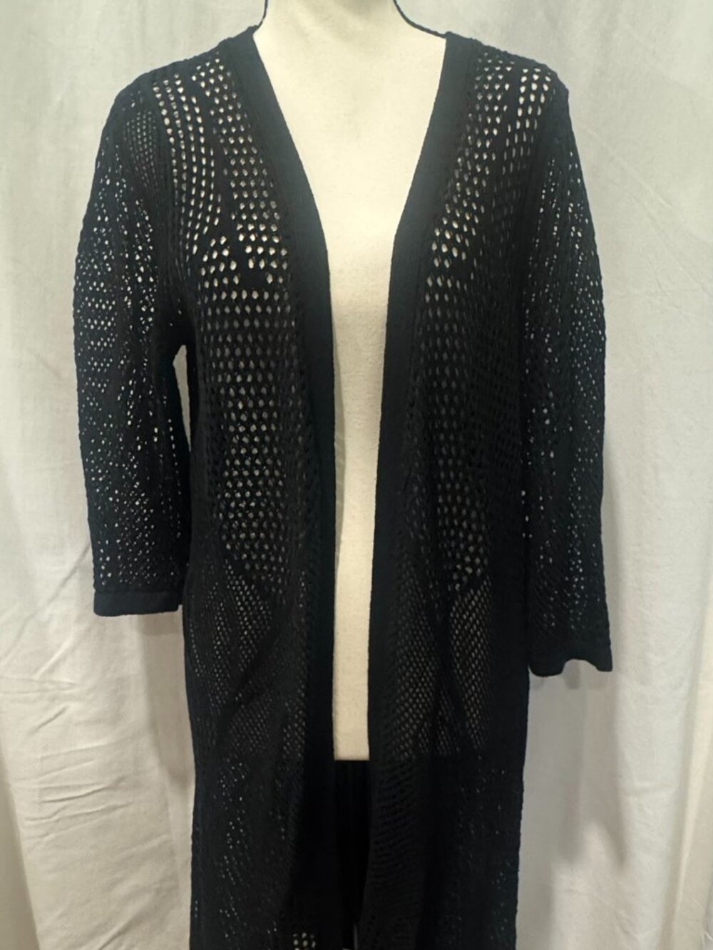 Lauren Michelle Black Maxi-Cardigan, Size L